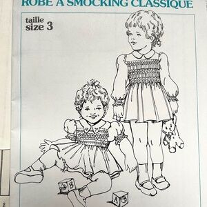 Vintage English Smocking Classic Dress Pattern 1982 Grace Knott Size 3 Girls